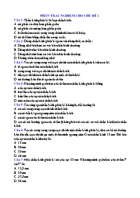 Câu hỏi trắc nghiệm Vật lý Lớp 9